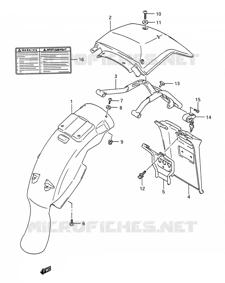 ACHTERSPATBORD Suzuki MOTO 200 TS-R 1991  TS200R M (E03,E28,E33)