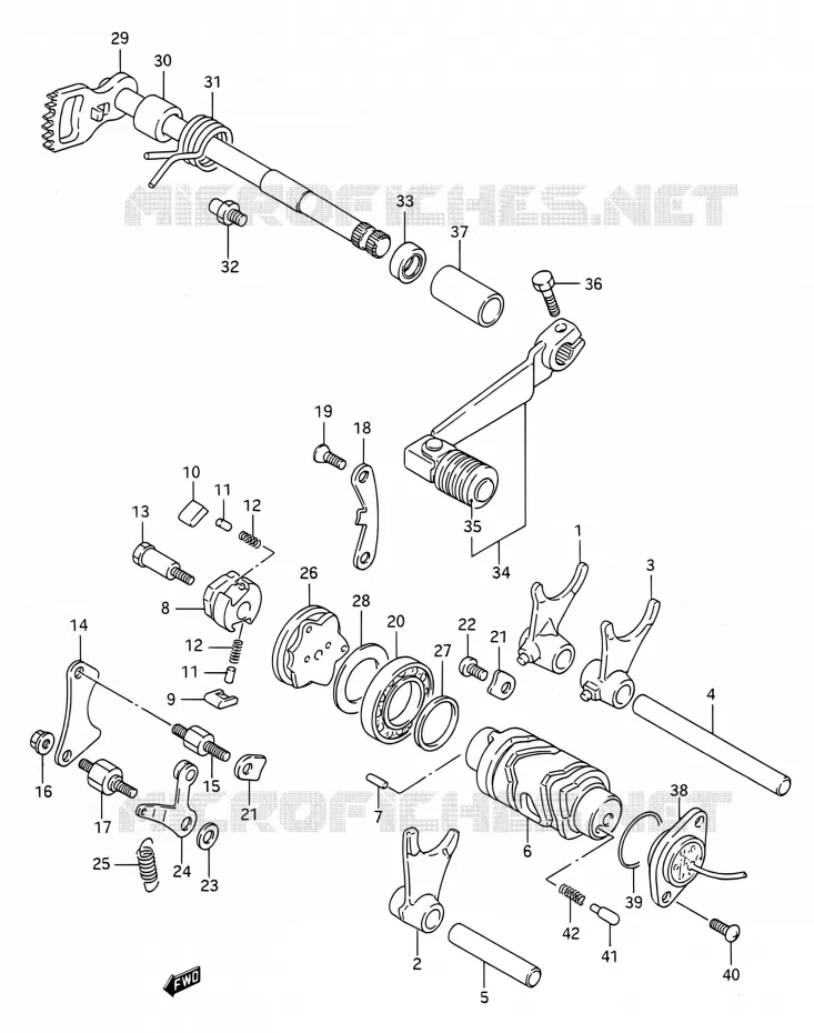 SCHAKELEN ASSY Suzuki MOTO 200 TS-R 1993  TS200R P (E03,E28,E33)
