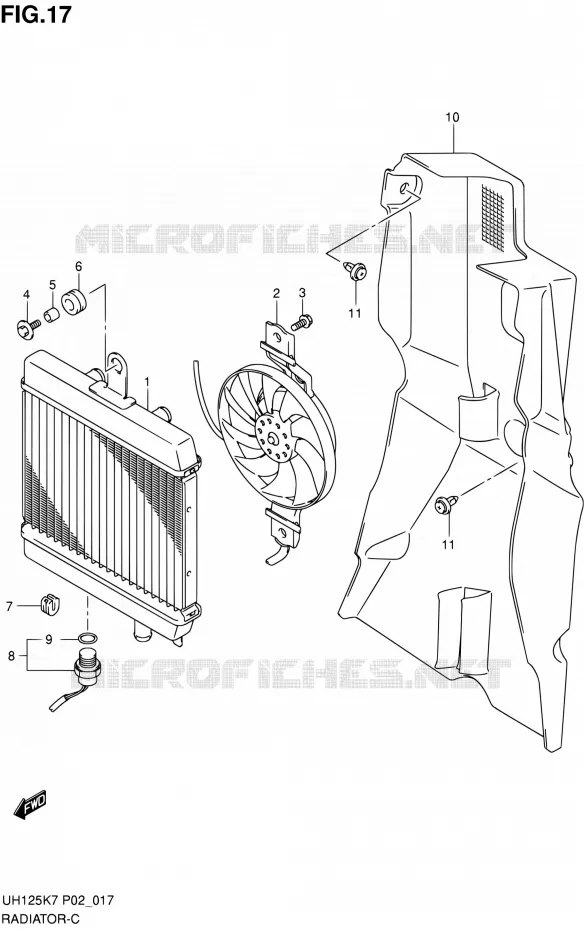 RADIATOR SLANG Suzuki SCOOTER 125 BURGMAN 2009  UH125K9(E19)
