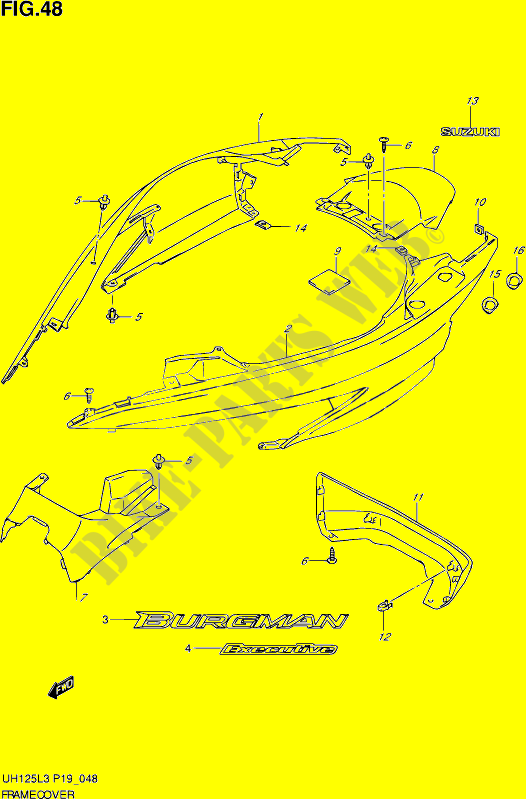 ACHTER KUIP (UH125ZEL3 P19 ) voor Suzuki BURGMAN 125 2013
