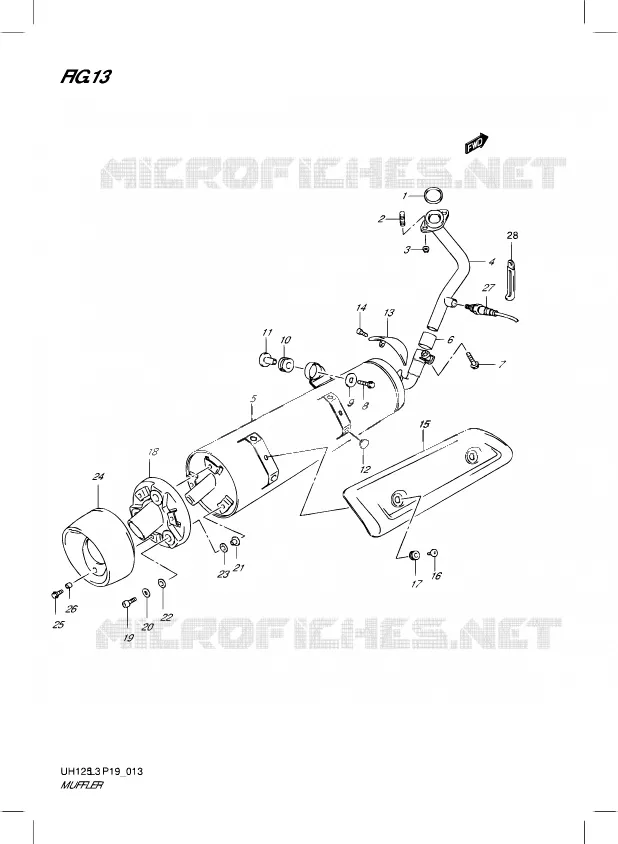 GELUIDDEMPER ( UH125L3 P19) Suzuki SCOOTER 125 BURGMAN 2012  UH125G L3 (P19)