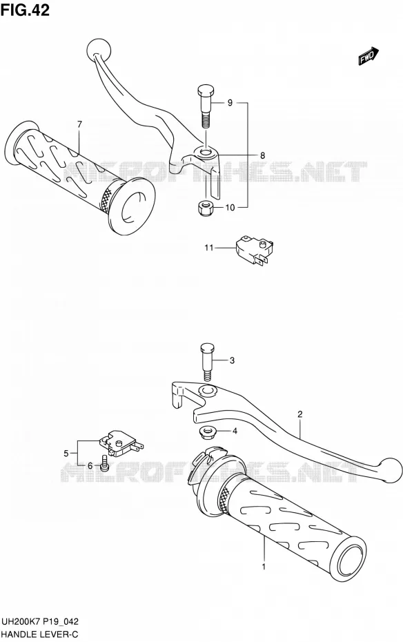 HANDGRIPS - LEVERS Suzuki SCOOTER 200 BURGMAN 2007  UH200K7(E19)