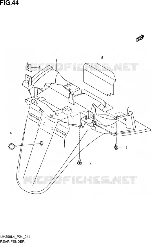 ACHTERSPATBORD Suzuki SCOOTER 200 BURGMAN 2014  UH200 L4 (P24)