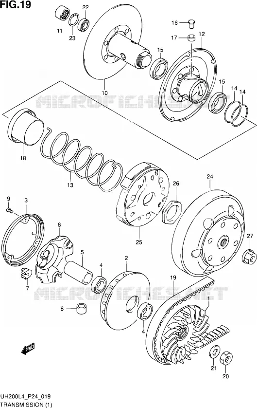 TRANSMISSION (1) Suzuki SCOOTER 200 BURGMAN 2014  UH200 L4 (P24)