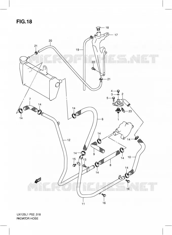 RADIATOR SLANG Suzuki SCOOTER 125 SIXTEEN 2012  UX125L1(P19)