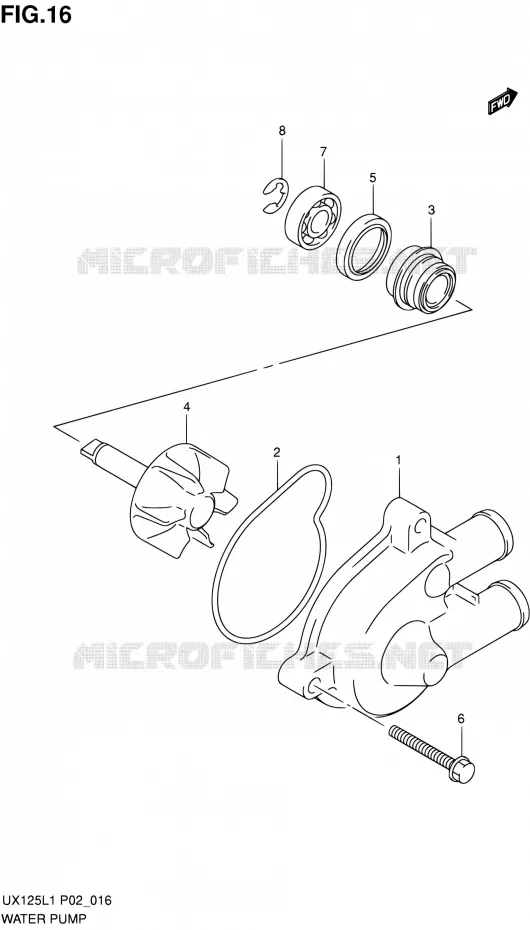 WATERPOMP Suzuki SCOOTER 125 SIXTEEN 2011  UX125L1(P19)