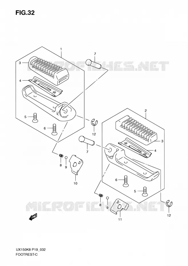 FOOTREST Suzuki SCOOTER 150 SIXTEEN 2010  UX150 L0 (P19)