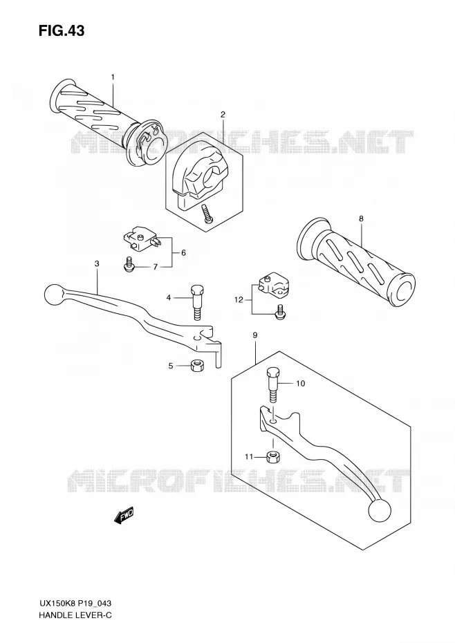 HANDGRIPS - LEVERS Suzuki SCOOTER 150 SIXTEEN 2010  UX150 L0 (P19)