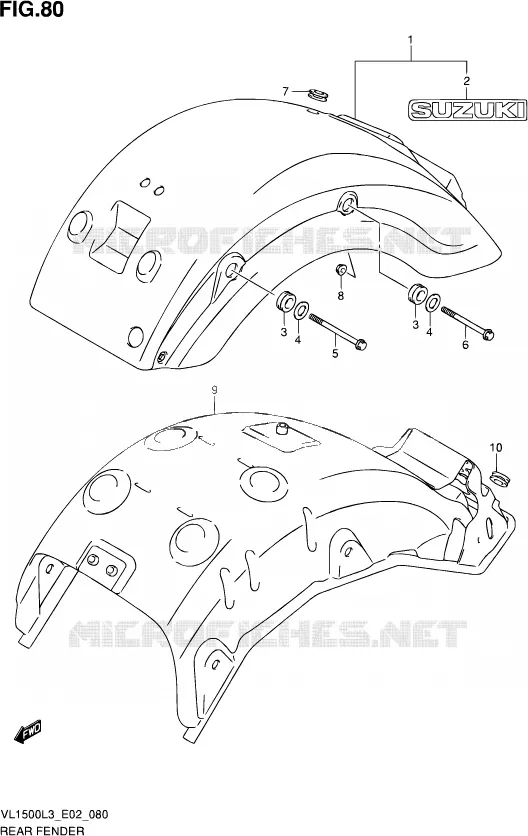 ACHTERSPATBORD (VL1500L3 E19) Suzuki MOTO 1500 INTRUDER 2013  VL1500 L3 (E19)