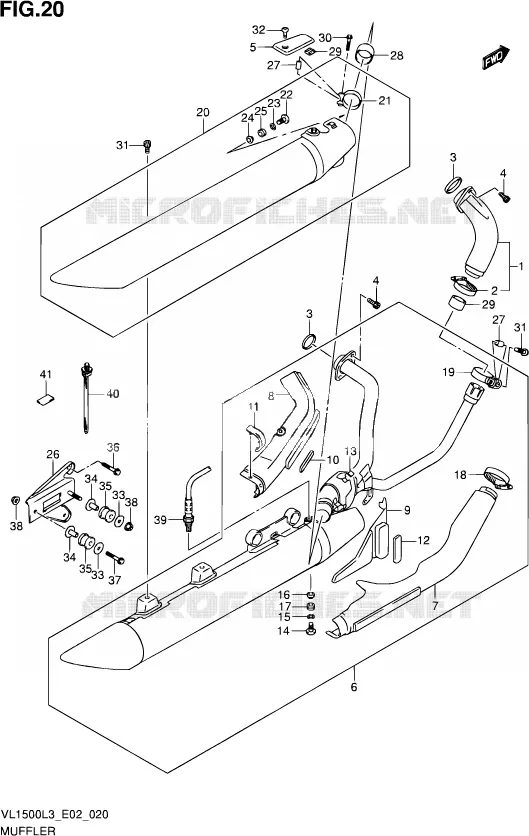 GELUIDDEMPER (VL1500L3 E02) Suzuki MOTO 1500 INTRUDER 2013  VL1500 L3 (E19)