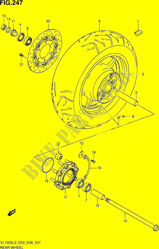 ACHTERWIEL (VL1500L3 E03) voor Suzuki BOULEVARD 1500 2013