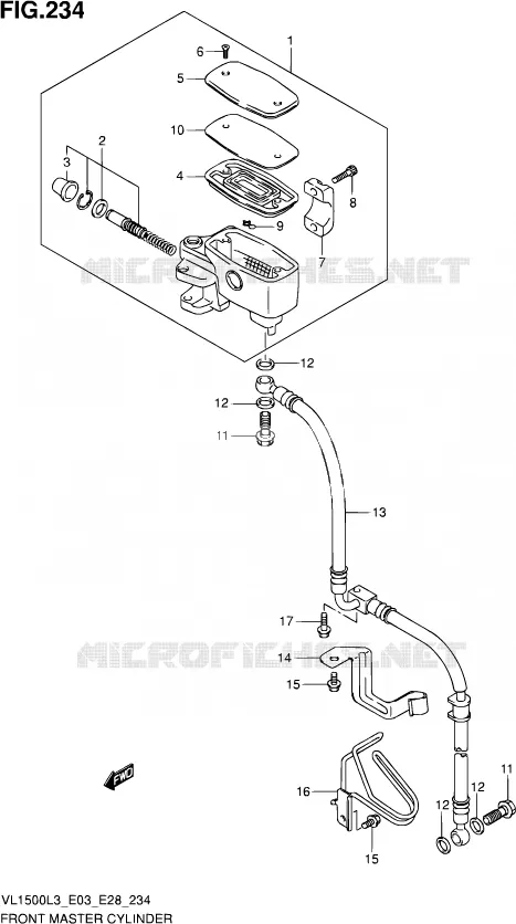 FRONT HOOFDREMCILINDER (VL1500L3 E03) Suzuki MOTO 1500 BOULEVARD 2013  VL1500 L3/VL1500B L3 (E03,E28,E33)