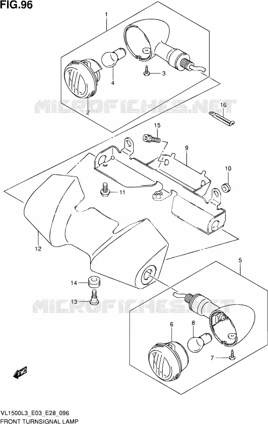 FRONT INDICATOREN (VL1500L3 E03) Suzuki MOTO 1500 BOULEVARD 2013  VL1500 L3/VL1500B L3 (E03,E28,E33)