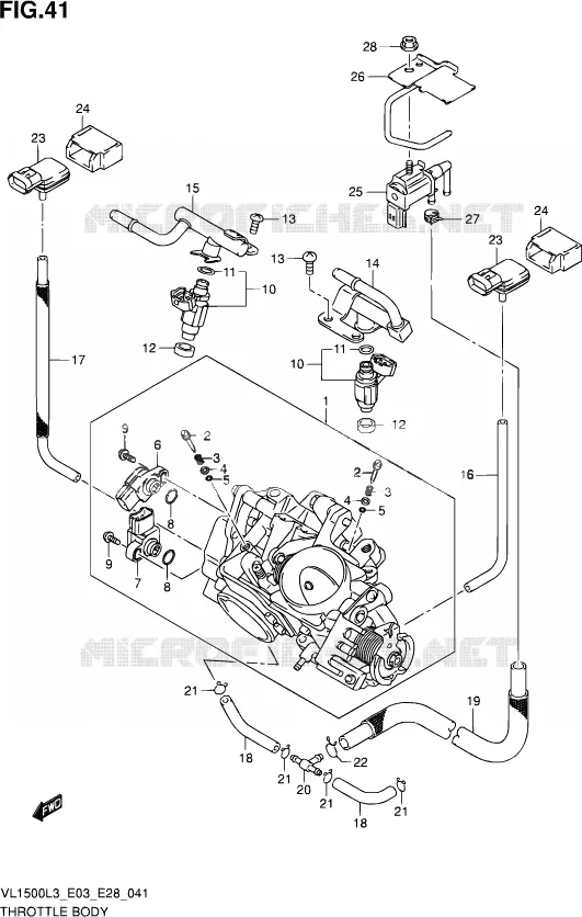 GASKLEPHUIS (VL1500BL3 E33) Suzuki MOTO 1500 BOULEVARD 2013  VL1500 L3/VL1500B L3 (E03,E28,E33)