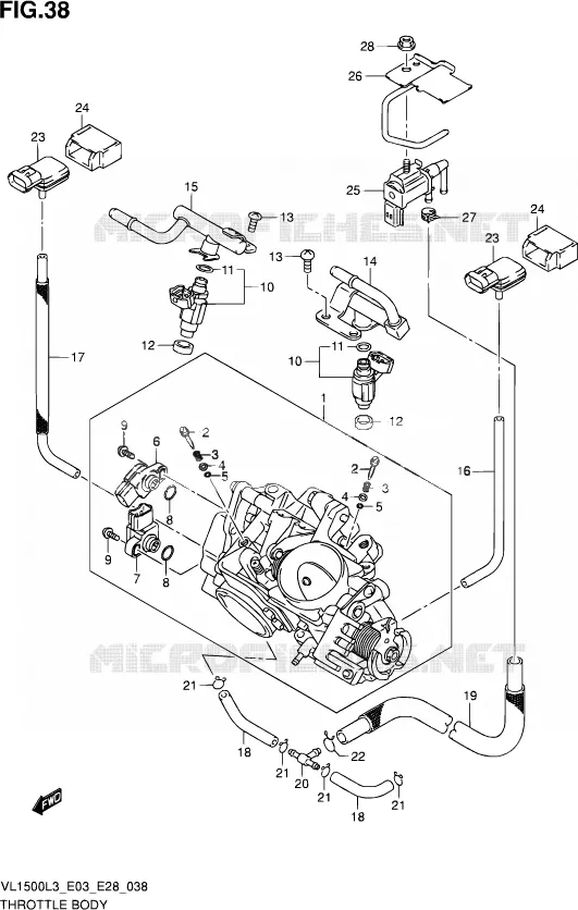 GASKLEPHUIS (VL1500L3 E33) Suzuki MOTO 1500 BOULEVARD 2013  VL1500 L3/VL1500B L3 (E03,E28,E33)