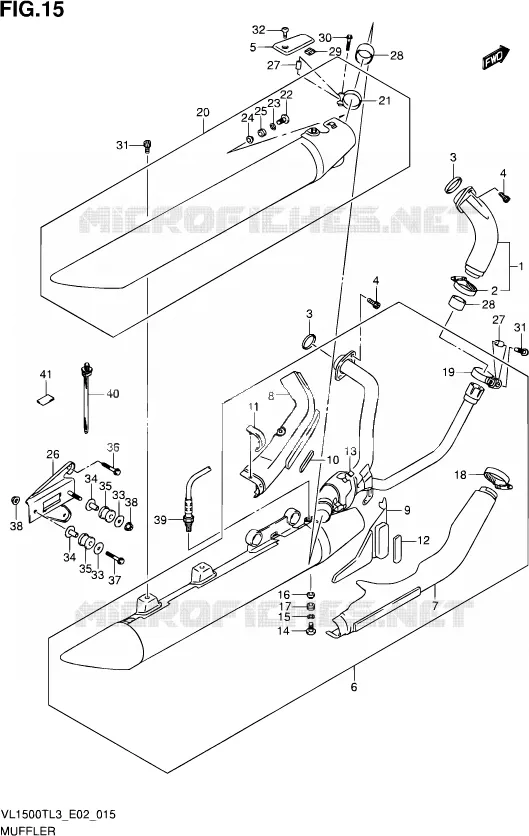 GELUIDDEMPER (VL1500TL3 E19) Suzuki MOTO 1500 INTRUDER 2013  VL1500T L3 (E19)