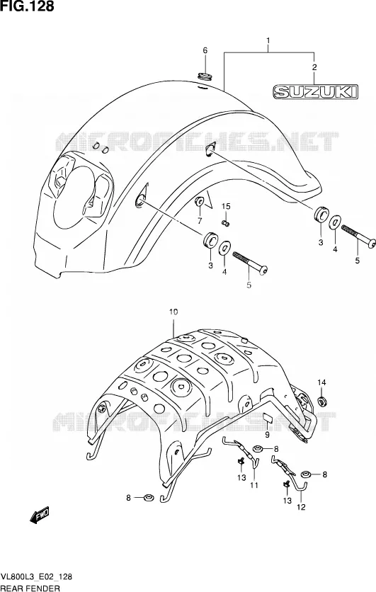 ACHTERSPATBORD (VL800L3 E24) Suzuki MOTO 800 VOLUSIA 2013  VL800 L3 (E02)