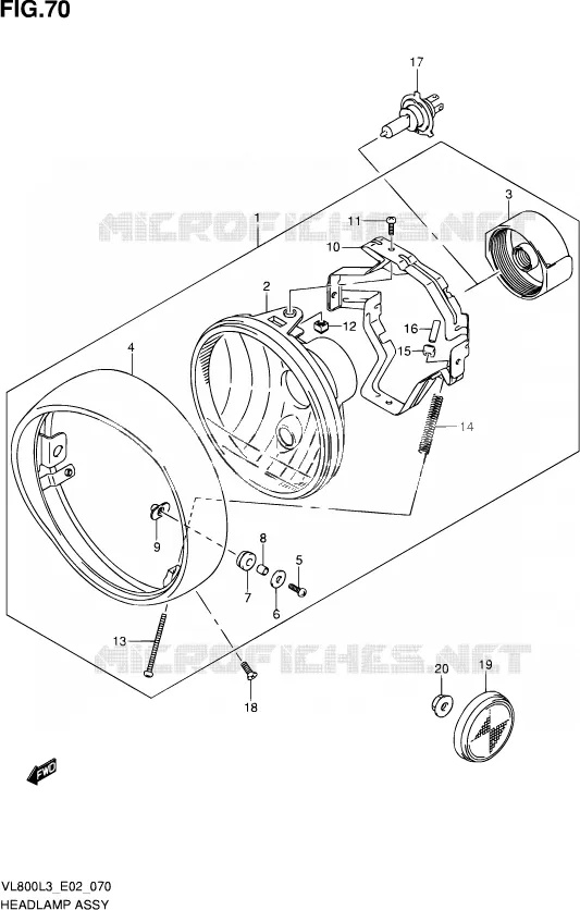 KOPLAMP (VL800TL3 E24) Suzuki MOTO 800 VOLUSIA 2013  VL800 L3 (E19)