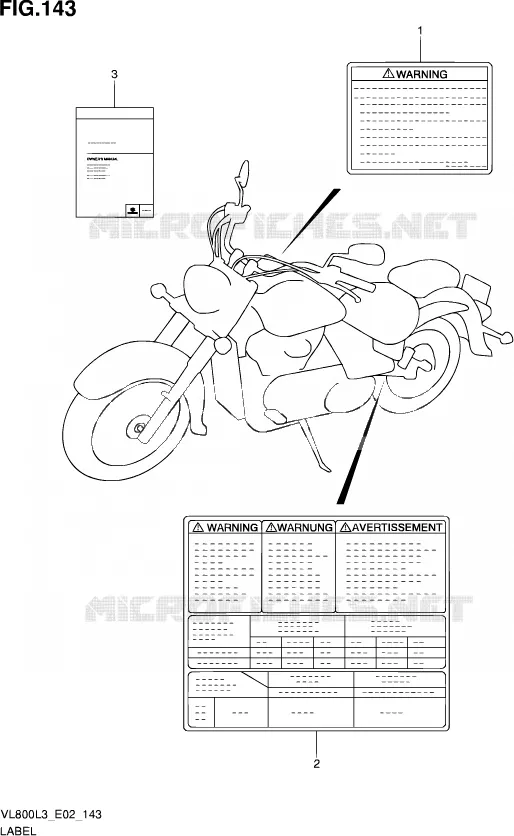 ETIKET (VL800CUEL3 E19) Suzuki MOTO 800 VOLUSIA 2013  VL800 L3/VL800T L3 (E24)
