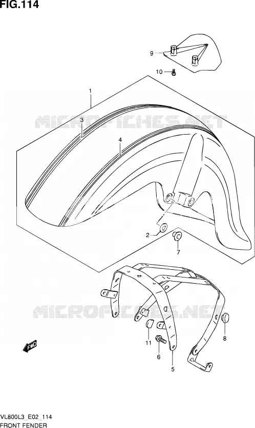 FRONT FENDER (VL800CUEL3 E19) Suzuki MOTO 800 VOLUSIA 2013  VL800 L3/VL800T L3 (E24)