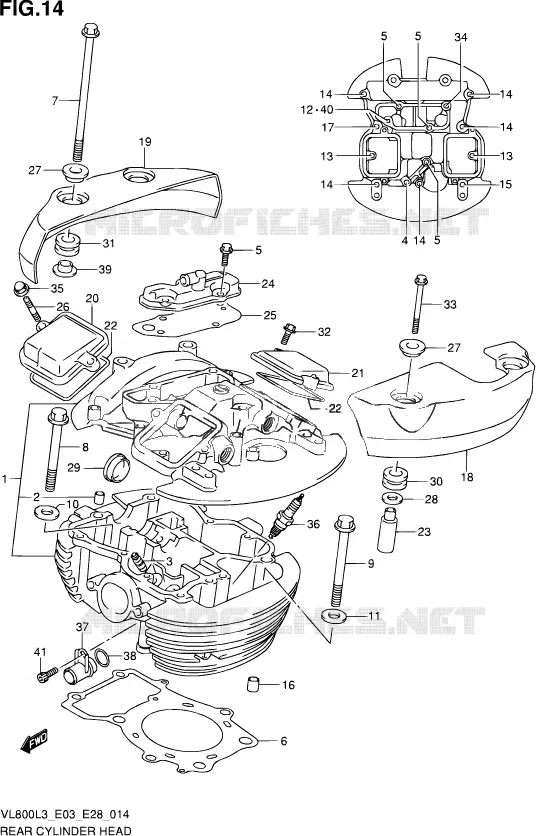 ACHTER CILINDERKOP (VL800CL3 E03) Suzuki MOTO 800 VOLUSIA 2013  VL800 L3/VL800T L3/VL800C L3