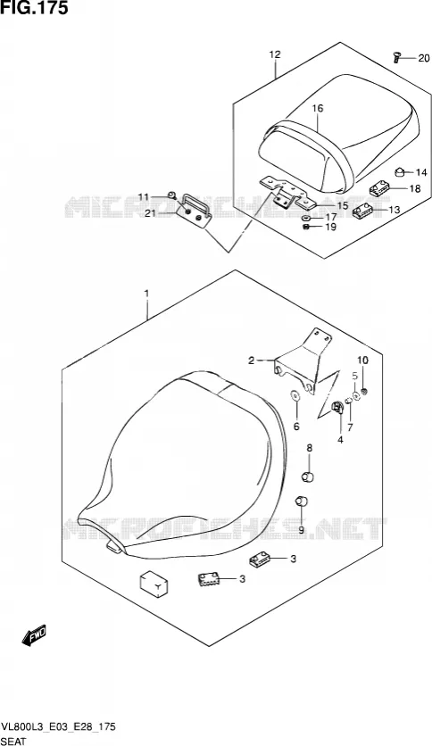 SEAT (VL800CL3 E03) Suzuki MOTO 800 VOLUSIA 2013  VL800 L3/VL800T L3/VL800C L3