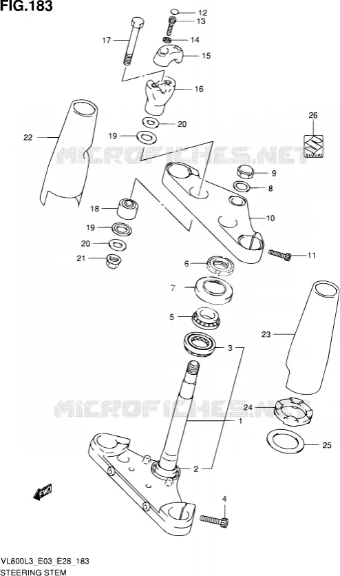 STUURKOLOM (VL800L3 E28) Suzuki MOTO 800 VOLUSIA 2013  VL800 L3/VL800T L3/VL800C L3