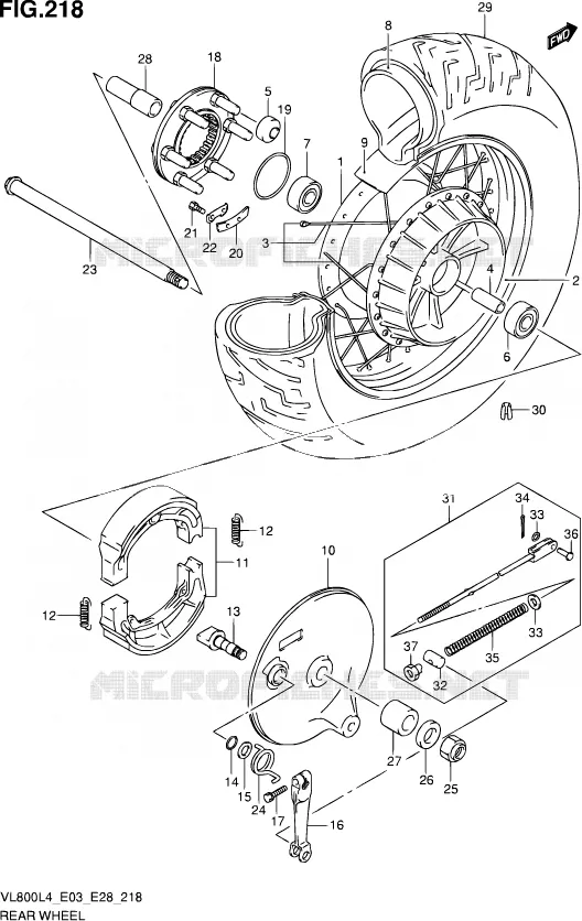 ACHTERWIEL (VL800TL4 E03) Suzuki MOTO 800 VOLUSIA 2014  VL800 L4/VL800T L4/VL800C L4