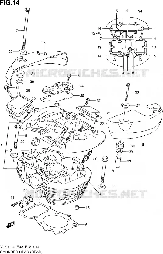 CILINDERKOP (REAR) (VL800CL4 E03) Suzuki MOTO 800 VOLUSIA 2014  VL800 L4/VL800T L4/VL800C L4