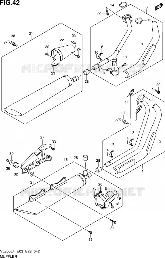GELUIDDEMPER (VL800CL4 E33) Suzuki MOTO 800 VOLUSIA 2014  VL800 L4/VL800T L4/VL800C L4