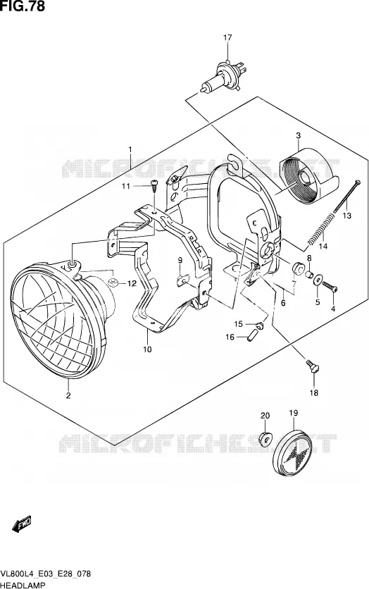 KOPLAMP Suzuki MOTO 800 VOLUSIA 2014  VL800 L4/VL800T L4/VL800C L4