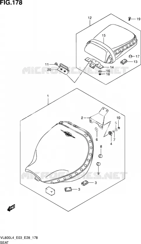 SEAT (VL800TL4 E03) Suzuki MOTO 800 VOLUSIA 2014  VL800 L4/VL800T L4/VL800C L4