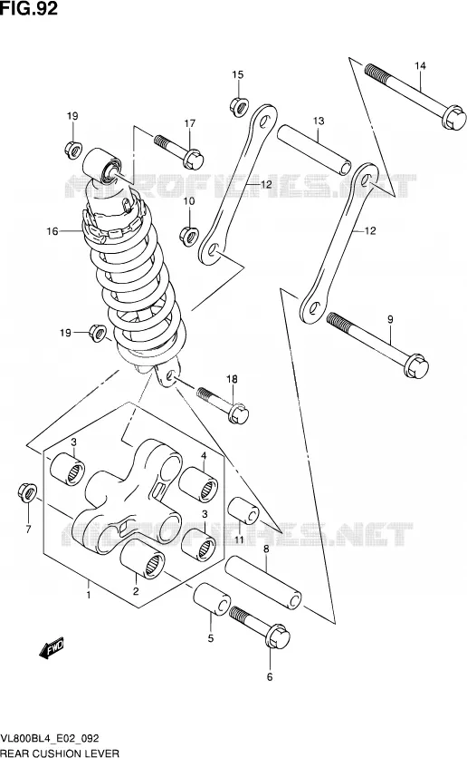 SCHOKBREKER AANEENSCHAKELING (VL800BL4 E02) Suzuki MOTO 800 INTRUDER 2014  VL800B L4 (E02)