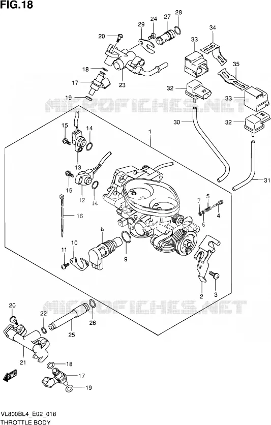 GASKLEPHUIS (VL800BL4 E19) Suzuki MOTO 800 INTRUDER 2014  VL800BUE L4 (E19)