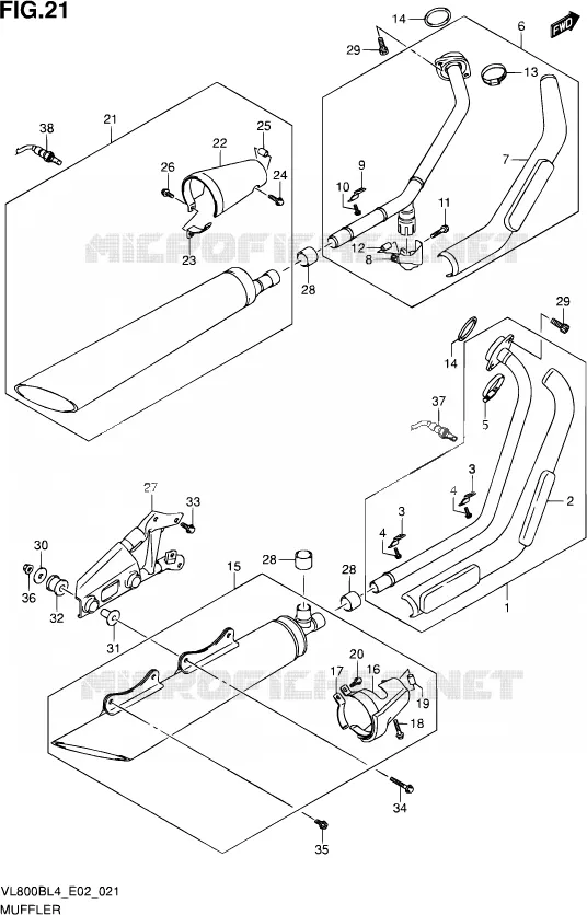 GELUIDDEMPER (VL800BL4 E02) Suzuki MOTO 800 INTRUDER 2014  VL800BUE L4 (E19)