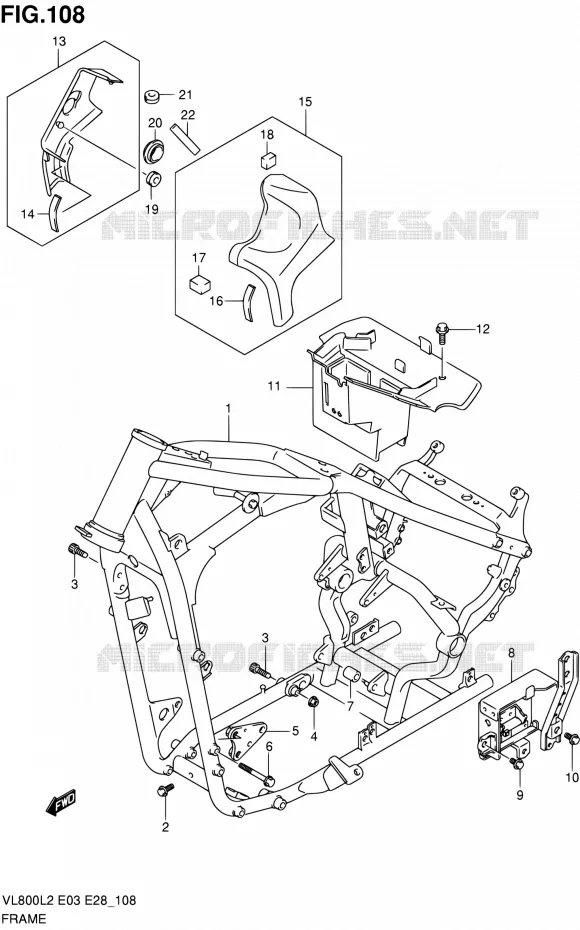 FRAME (VL800L2 E28) Suzuki MOTO 800 VOLUSIA 2012  VL800CL2