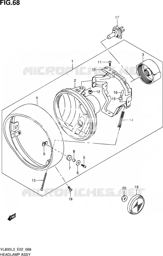 KOPLAMP (VL800CL3 E24) Suzuki MOTO 800 VOLUSIA 2013  VL800C L3 (E19)