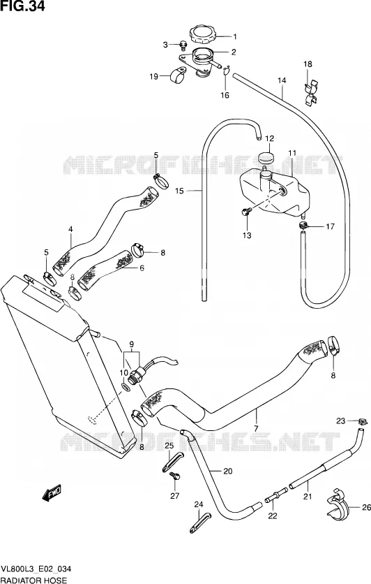 RADIATOR SLANG (VL800TL3 E24) Suzuki MOTO 800 VOLUSIA 2013  VL800C L3 (E19)