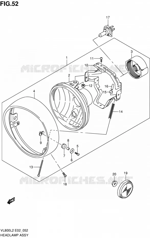 KOPLAMP (VL800CL2 E24) Suzuki MOTO 800 VOLUSIA 2012  VL800CUEL2