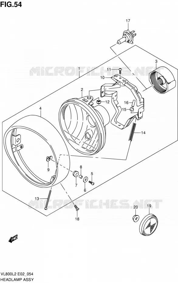 KOPLAMP (VL800TL2 E24) Suzuki MOTO 800 VOLUSIA 2012  VL800CUEL2