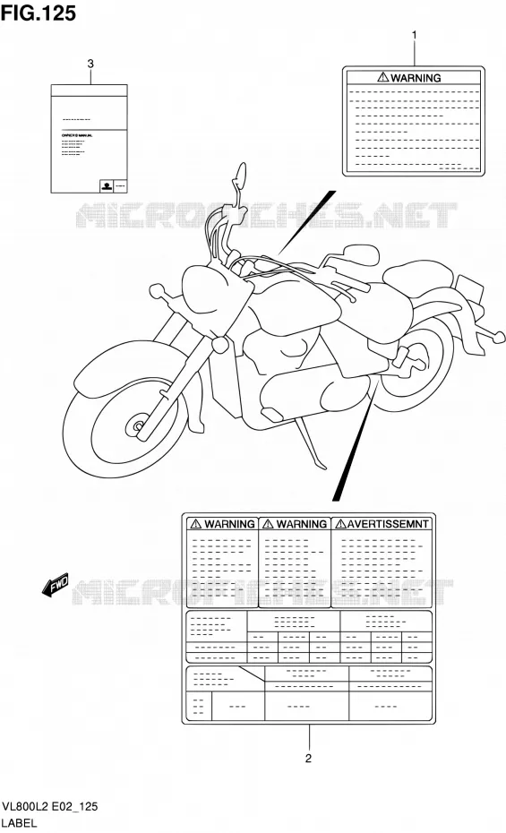 ETIKET (VL800CL2 E19) Suzuki MOTO 800 VOLUSIA 2012  VL800UEL2