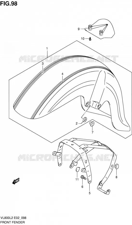FRONT FENDER (VL800CUEL2 E19) Suzuki MOTO 800 VOLUSIA 2012  VL800UEL2
