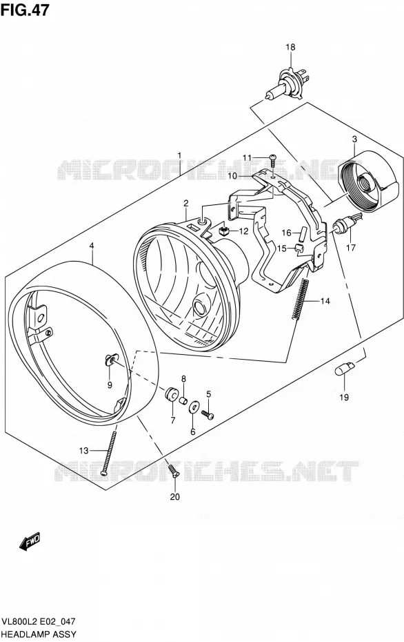 KOPLAMP (VL800L2 E19) Suzuki MOTO 800 VOLUSIA 2012  VL800UEL2