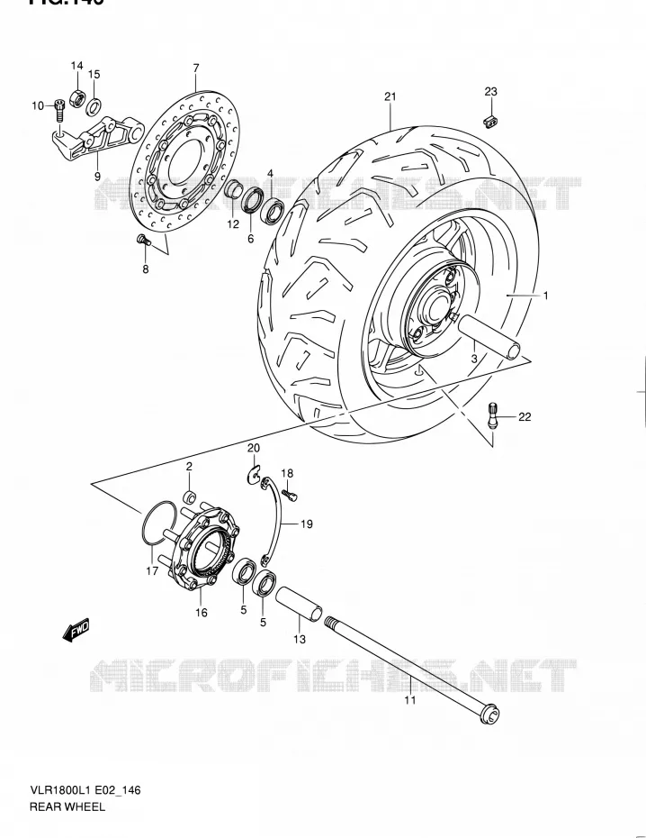 ACHTERWIEL (VLR1800L1 E02) Suzuki MOTO 1800 INTRUDER 2011  VLR1800L1(E19)