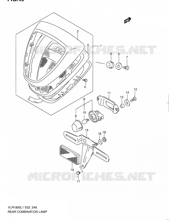 TAIL LIGHT ASSY (VLR1800TL1 E02) Suzuki MOTO 1800 INTRUDER 2011  VLR1800L1(E19)