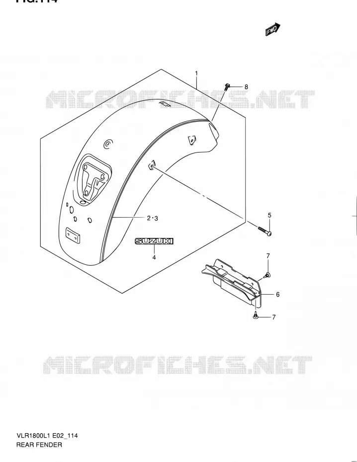 ACHTERSPATBORD (VLR1800TL1 E02) Suzuki MOTO 1800 INTRUDER 2011  VLR1800T L1 (E02,E19,24)