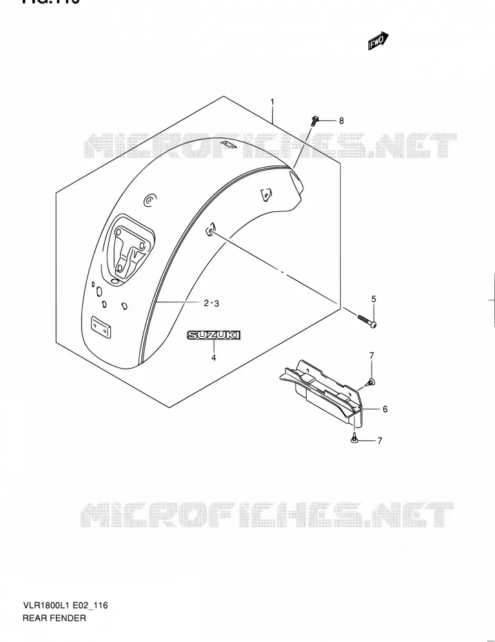 ACHTERSPATBORD (VLR1800TL1 E24) Suzuki MOTO 1800 INTRUDER 2011  VLR1800UFL1(E19)