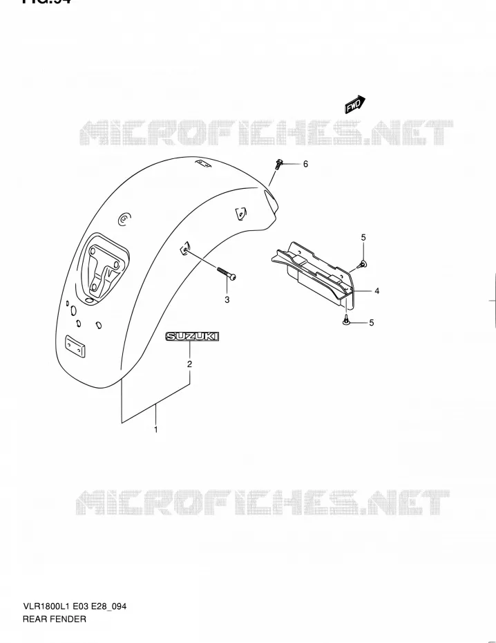 ACHTERSPATBORD (VLR1800L1 E28) Suzuki MOTO 1800 INTRUDER 2011  VLR1800 L1/VLR1800T L1 (E03,E28,E33)