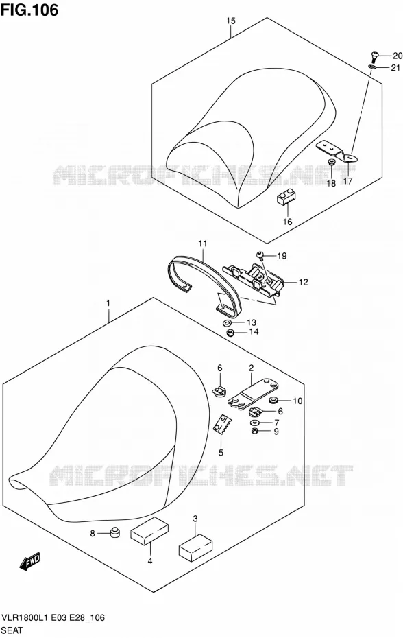 SEAT (VLR1800L1 E28) Suzuki MOTO 1800 BOULEVARD 2011  VLR1800 L1/VLR1800T L1 (E03,E28,E33)