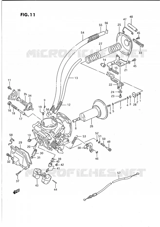 CARBURATOR (FRONT)(MODELE H/J/K/L/M/N/P/R) Suzuki MOTO 1400 INTRUDER 1991  VS1400GLPM/VS1400GLFM(E01,E04,E17,E21,E22,E34,E39)